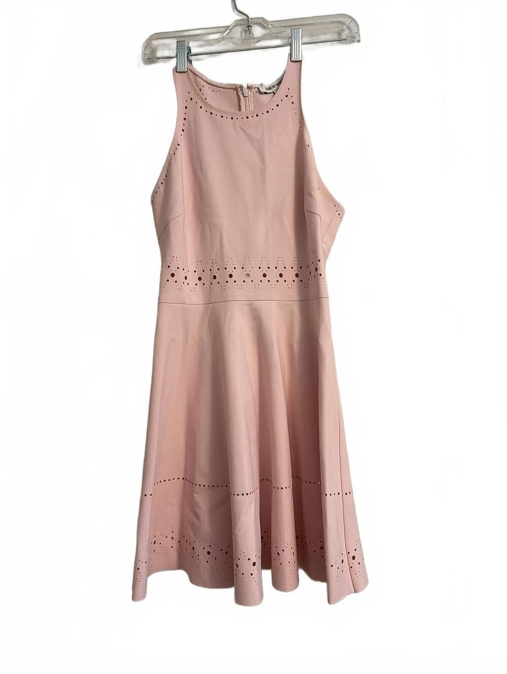 Elizabeth and James Pink Laser Cut Fit and Flare Dress